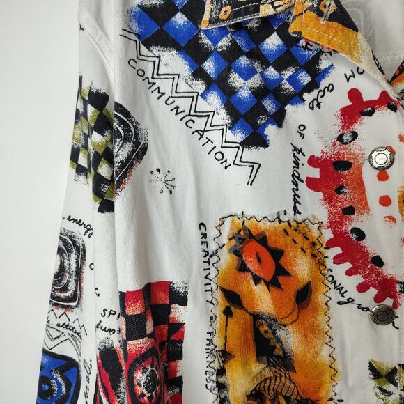 Chico’s Shaman Speaks Jacket Womens 3 / X-Large Abstract Artsy Positive Graphic - Picture 6 of 14